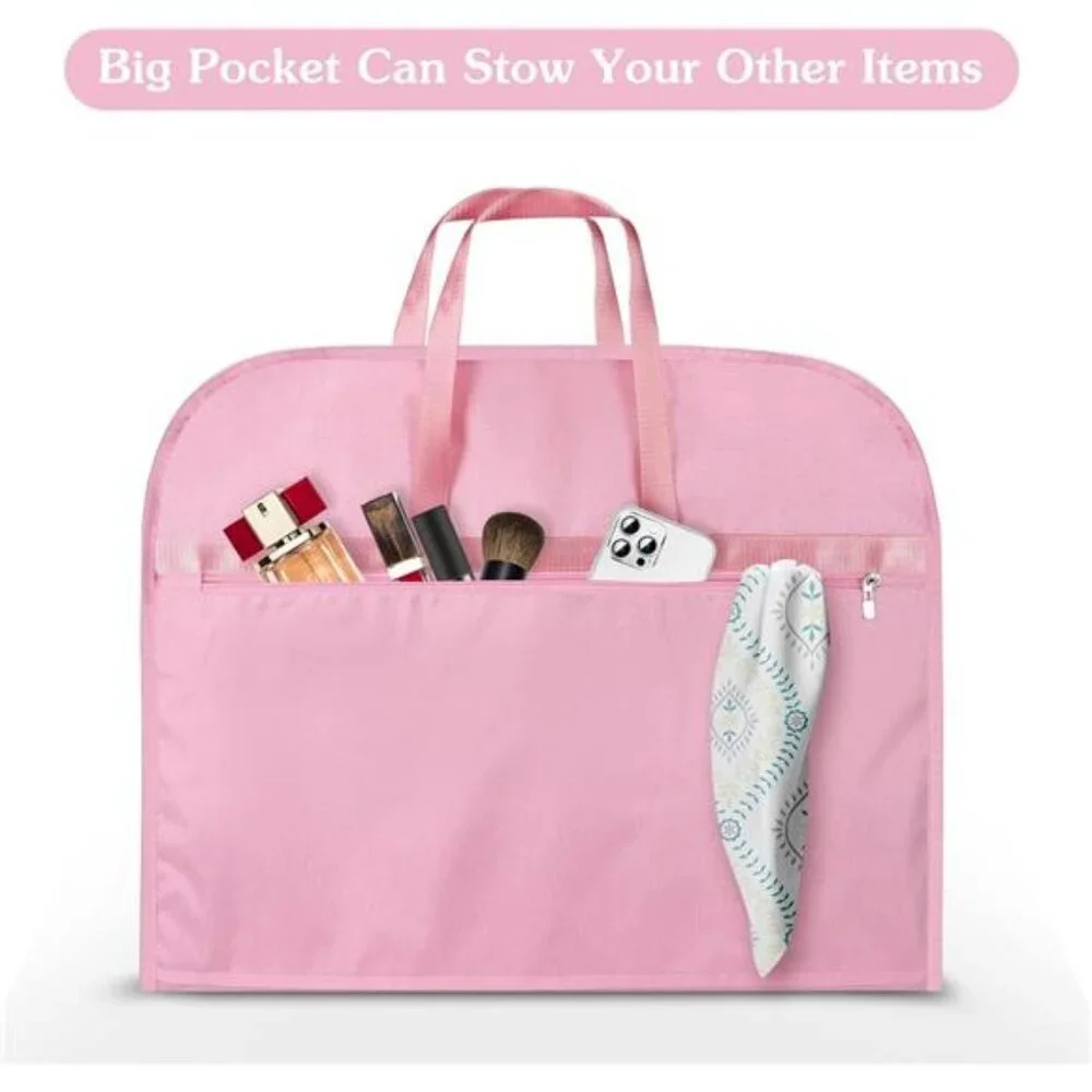 Heavy Duty Waterproof Garment Bag Travel Suit Tuxedo Coat Dress Foldable Pink